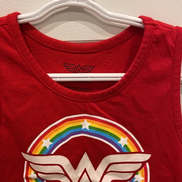 Wonder Woman Red Tank Top with Rainbow Logo - Picture 2 of 8